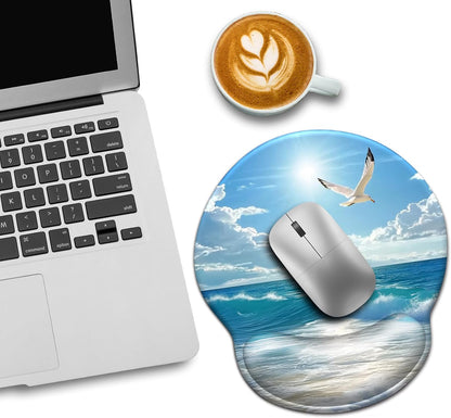 LIMKRIAN Cat Ergonomic Mouse Pad with Wrist Rest, Gaming Mouse Pad with Wrist Support, Funny Mouse Pads for Desk, Computer Mousepad with Non-Slip Pain Relief PU Base, Cute Office Desk Accessories - Colors B