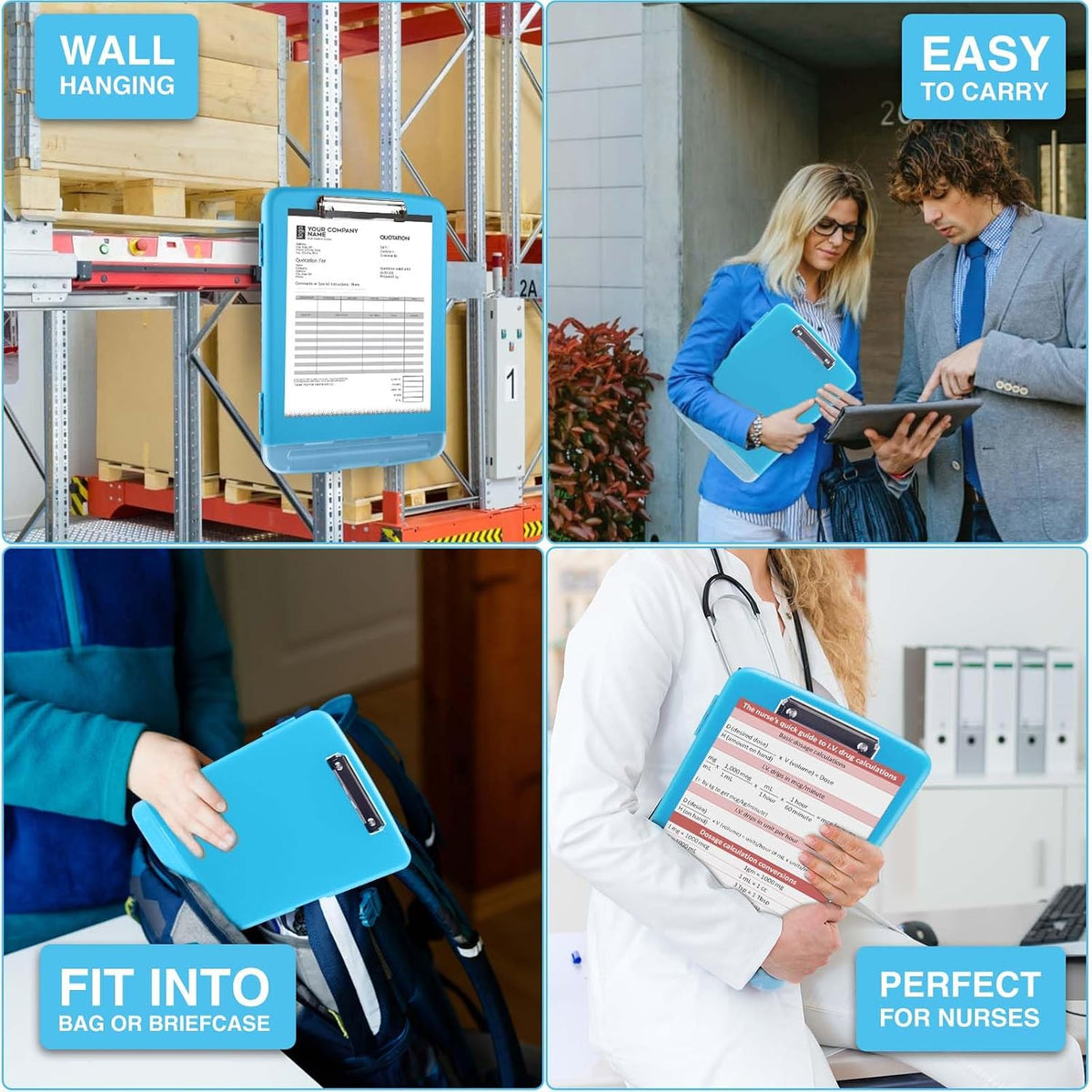 Clipboard with Storage, Clip Board 8.5 x 11 with Pen Holder, High Capacity Plastic Organization Case Box for Letter Legal A4 Size Paper, Nurses Teachers Must Haves, School & Office Supplies