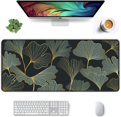 Auhoahsil Desk Mat, Ultra Large Mouse Pad, XXL Gaming Mousepad, Green Tropical Leaves Deskpad, Big Extended Full Size Mouse Pad, Desktop Desk Matt for Keyboard, Laptop & Computer, 35.5 x 15.7 in - Colors B