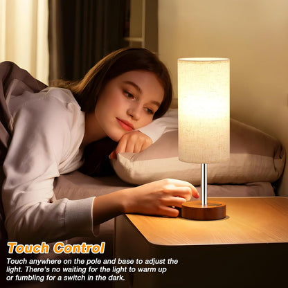 Dicoool Bedside Table Lamp for Bedroom - 3-Way Dimmable Touch Lamp, USB A+C