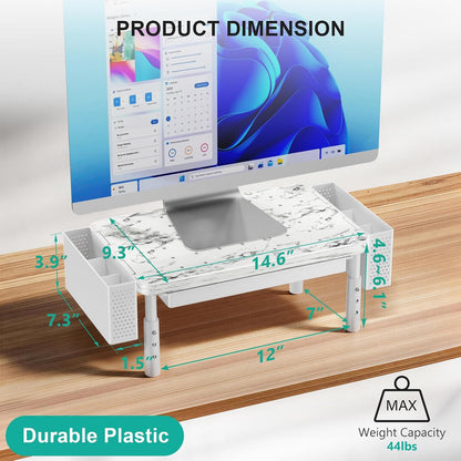 WALI Monitor Stand Riser with Drawer, Desk Organizers and Accessories for Computer, Printer, Laptop Stand for Home Office Supplies, (PTT005-B), 1 Pack, Black