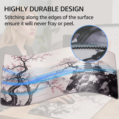 KTRIO Large Gaming Mouse Pad Desk Mat for Gamer, 31.5" x 11.8", Black, XL | Extended Size Design, Superior Micro-Weave Cloth, Non-Slip Rubber Base, Durable Stitched Edges, Water-Resistant Coating