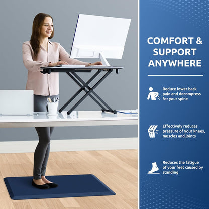 KitchenClouds Kitchen Mat Cushioned Anti Fatigue Rug 17.3"x28" Water Resistant, Non Slip, Standing and Comfort Desk/Floor Mats for House Sink Office (Black)