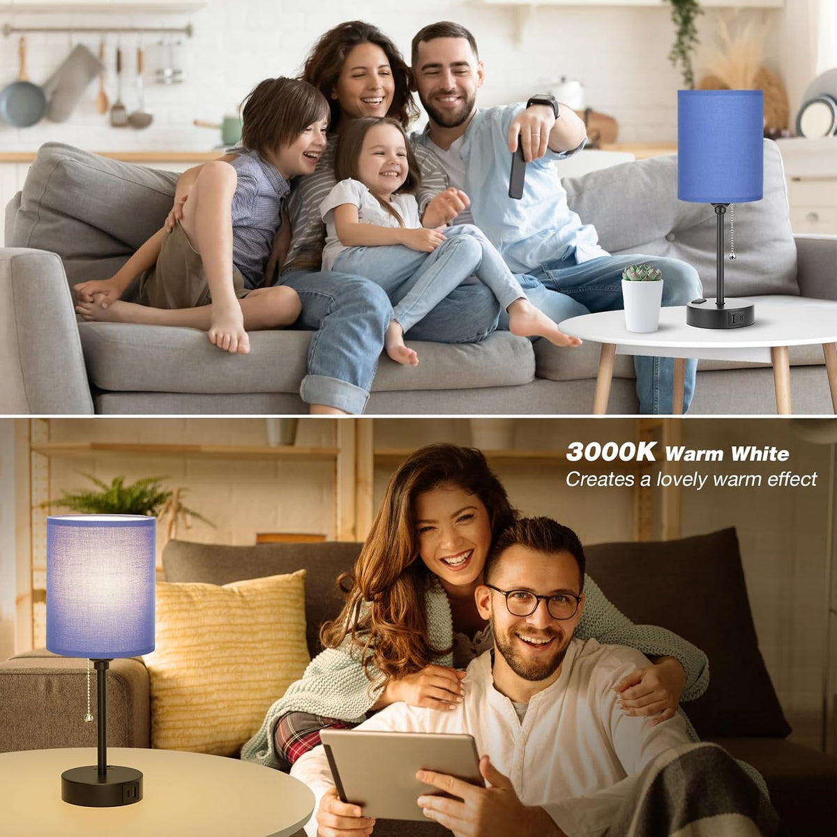 Dicoool Bedside Table Lamp for Bedroom - Small Desk Lamp with USB Ports