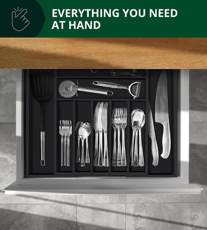ROYAL CRAFT WOOD Luxury Bamboo Kitchen Drawer Organizer - Silverware Organizer, Utensil Holder & Cutlery Tray Drawer Dividers for Flatware (9 Slot, Natural)