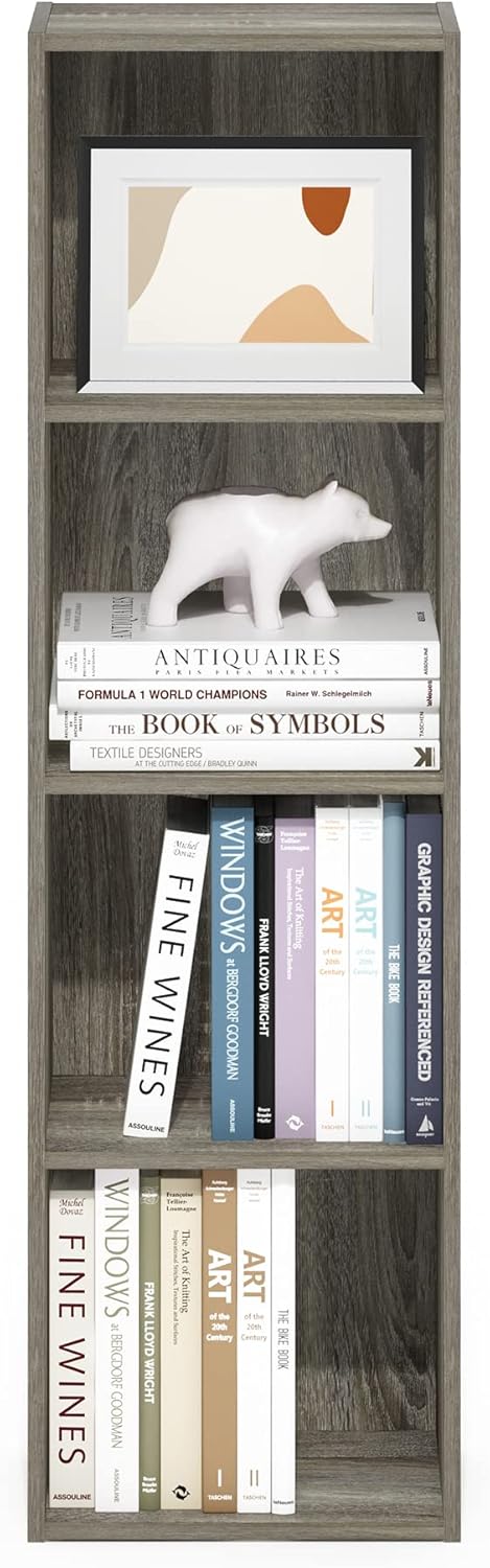 Furinno PASIR Book Shelf, 2-Tier Modern Bookshelf, Open Shelves Bookcase 9 x 12 x 21, Easy Assembly, for Living Room, Bedroom, Home Office, White