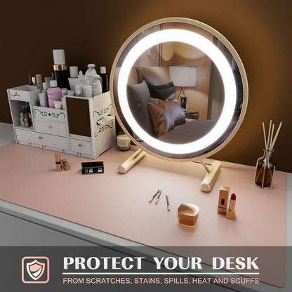 K KNODEL Large Office Leather Desk Mat, Mouse and Keyboard Pad, Computer and Laptop Mat, Desktop Protector and Cover, Writing Pad and Blotter (31.5"x15.7", Black)