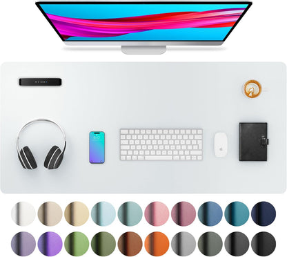 Aothia Leather Office Desk Pad Protector, Non-Slip PU Leather Desk Blotter, Waterproof Laptop Writing Mouse Pad for Office and Home, Black, 31.5" x 15.7" - Colors A