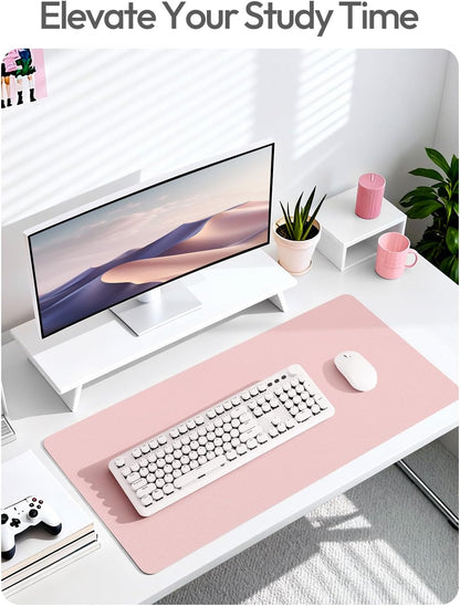 YSAGi Leather Desk Pad Protector, Office Desk Mat, Large Mouse Pad, Non-Slip PU Leather Desk Blotter, Waterproof Laptop Desk Writing Pad for Office and Home (23.6" x 13.8", Eggshell) - Colors A