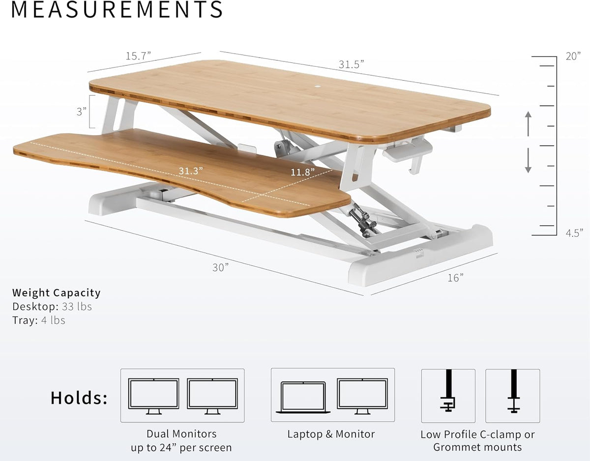 Black 32 in Standing Desk Converter, DESK-V000K