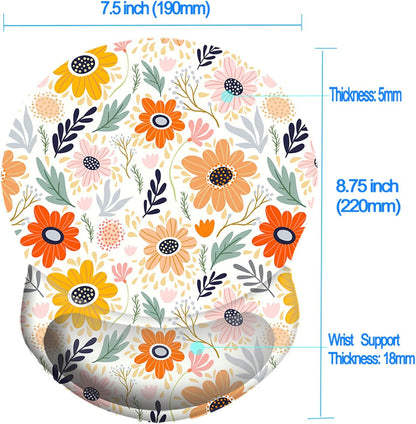 Wrist Support Mouse Pad Anti Slip Rubber Wrist Rest Mousepad 9in X 8in Small Desktop Notebook Mouse Mat for Working and Gaming (M-Pink Floral)