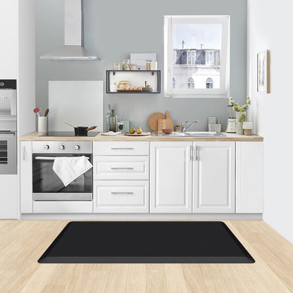 KitchenClouds Kitchen Mat Cushioned Anti Fatigue Rug 17.3"x28" Water Resistant, Non Slip, Standing and Comfort Desk/Floor Mats for House Sink Office (Black)