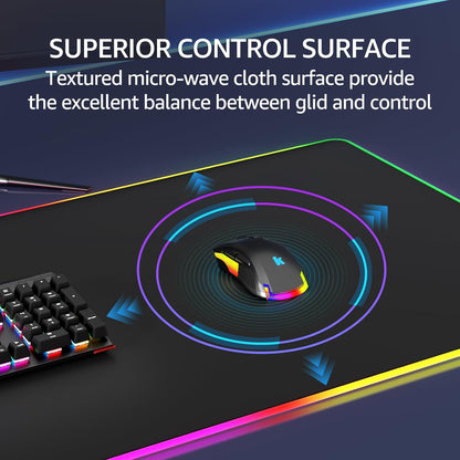 KTRIO Large Gaming Mouse Pad Desk Mat for Gamer, 31.5" x 11.8", Black, XL | Extended Size Design, Superior Micro-Weave Cloth, Non-Slip Rubber Base, Durable Stitched Edges, Water-Resistant Coating