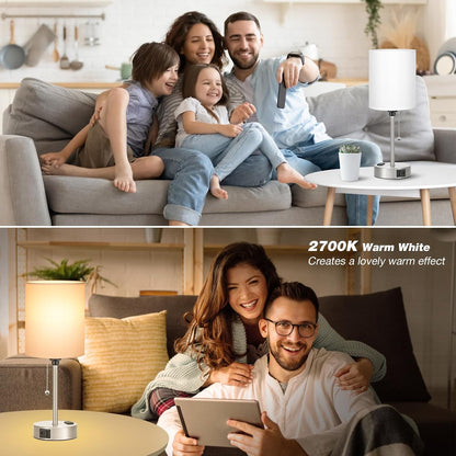 Dicoool Bedside Table Lamp for Bedroom - Small Desk Lamp with USB Ports