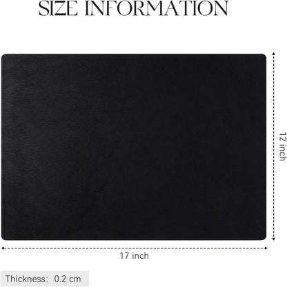 MOSAYT Vinyl Placemats Set of 6-12 X 17 Inch - Faux Leather 100% Waterproof Oil-Proof Wipeable PU Place Mats, Heat Resistant Reversible Table Mats for Kitchen, Dining, Outdoor, Reddish Brown