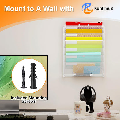 Kuntine.B Wall File Organizer Office Hanging Magazine Holder Wall File Organizer for Office Home (Black, 5 Tier)