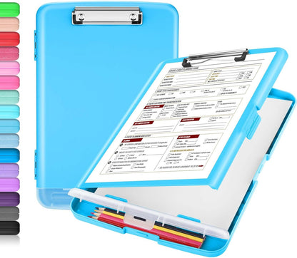 Clipboard with Storage, Clip Board 8.5 x 11 with Pen Holder, High Capacity Plastic Organization Case Box for Letter Legal A4 Size Paper, Nurses Teachers Must Haves, School & Office Supplies