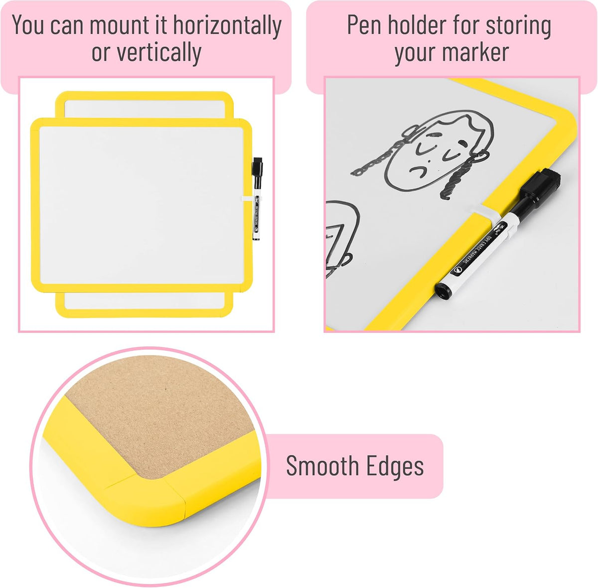 Dry Erase Board, 14” x 11”, White Frame