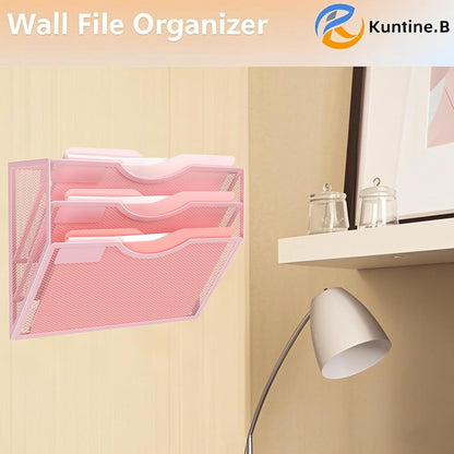 Kuntine.B Wall File Organizer Office Hanging Magazine Holder Wall File Organizer for Office Home (Black, 5 Tier)