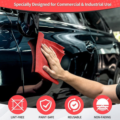 Microfiber Cleaning Cloth, Cleaning Rags Microfiber Towel Bulk Absorbent Lint-Free Wash Cloths, All-Purpose Shop Towels for Cars, Automotive, Garage, Home & Kitchen 11.5"*11.5"