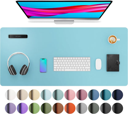Aothia Leather Office Desk Pad Protector, Non-Slip PU Leather Desk Blotter, Waterproof Laptop Writing Mouse Pad for Office and Home, Black, 31.5" x 15.7" - Colors B