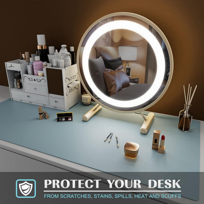 K KNODEL Large Office Leather Desk Mat, Mouse and Keyboard Pad, Computer and Laptop Mat, Desktop Protector and Cover, Writing Pad and Blotter (31.5"x15.7", Black)