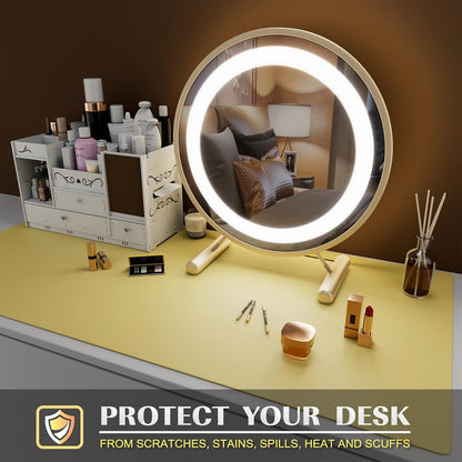K KNODEL Large Office Leather Desk Mat, Mouse and Keyboard Pad, Computer and Laptop Mat, Desktop Protector and Cover, Writing Pad and Blotter (31.5"x15.7", Black)