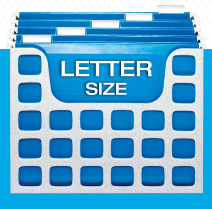 Pendaflex Desktop File with 5 Blue Letter Size Hanging File Folders - Portable File Organizer w/Tabs & Inserts - 12 1/4 x 6 x 9 1/2 Granite Finish Plastic File Box - Fits Desktop and Drawers - 1 Unit