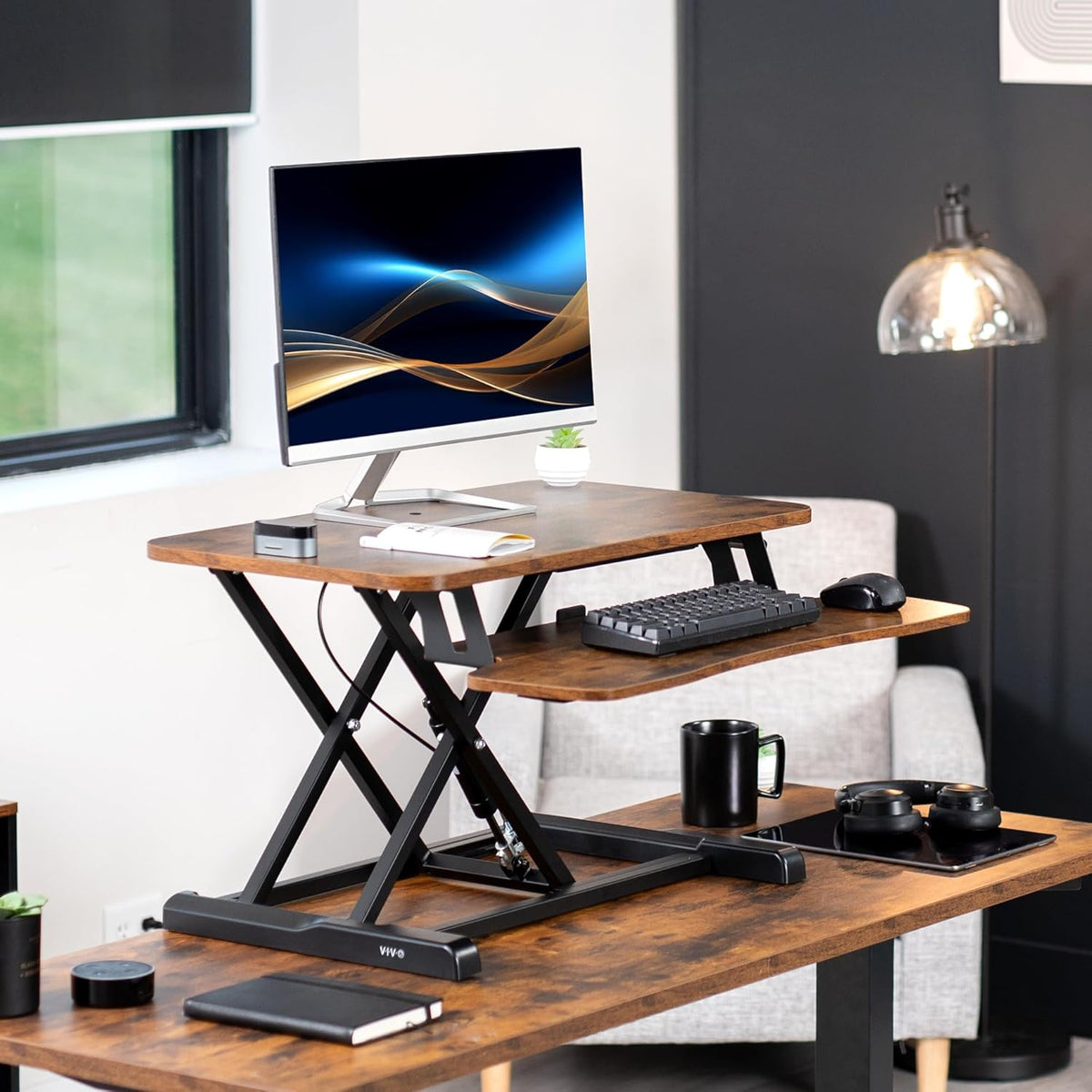 Black 32 in Standing Desk Converter, DESK-V000K