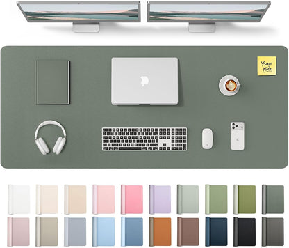 YSAGi Leather Desk Pad Protector, Office Desk Mat, Large Mouse Pad, Non-Slip PU Leather Desk Blotter, Waterproof Laptop Desk Writing Pad for Office and Home (23.6" x 13.8", Eggshell) - Colors A