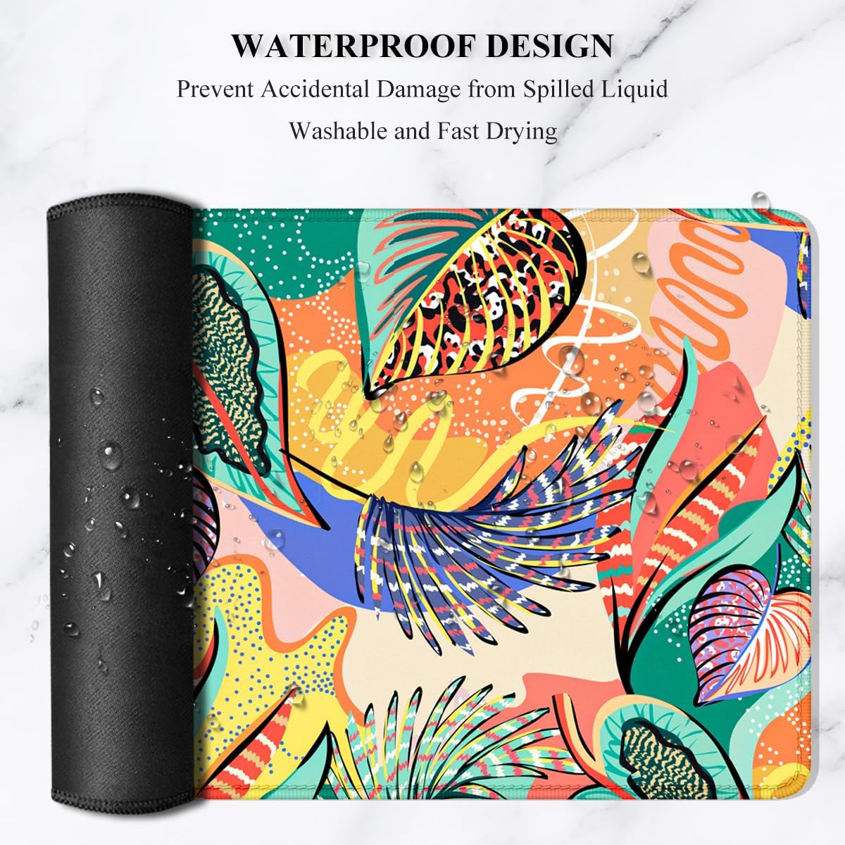 Auhoahsil Desk Mat, Ultra Large Mouse Pad, XXL Gaming Mousepad, Green Tropical Leaves Deskpad, Big Extended Full Size Mouse Pad, Desktop Desk Matt for Keyboard, Laptop & Computer, 35.5 x 15.7 in - Colors A