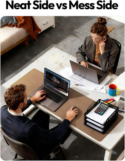 YSAGi Leather Desk Pad Protector, Office Desk Mat, Large Mouse Pad, Non-Slip PU Leather Desk Blotter, Waterproof Laptop Desk Writing Pad for Office and Home (23.6" x 13.8", Eggshell) - Colors A