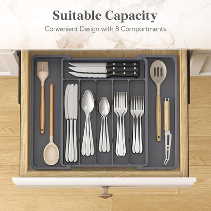 Expandable Silverware Drawer Organizer, Kitchen Utensil Tray