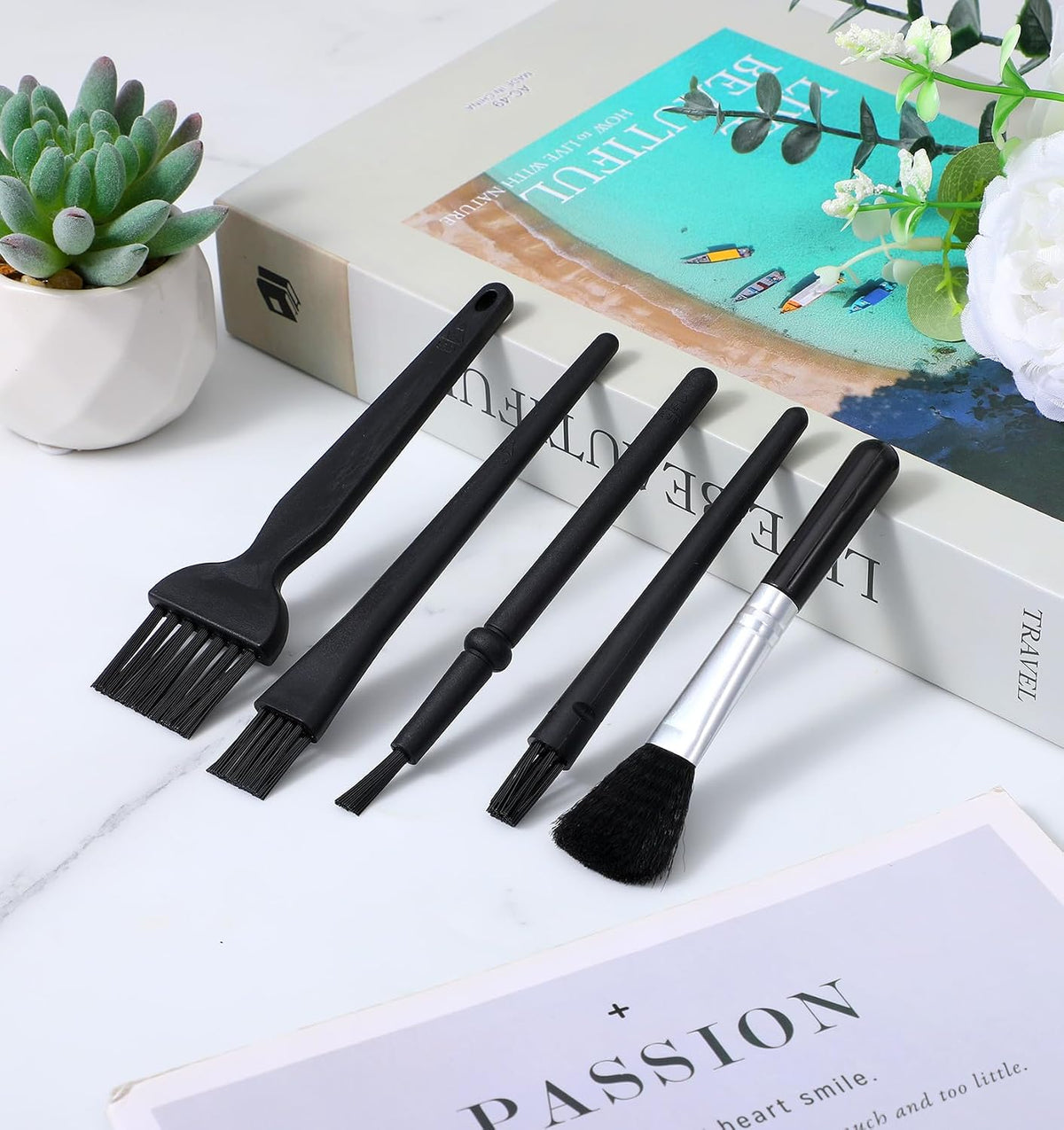 5 Pcs Keyboard Cleaning Brush, 5.5 Inch Anti Static Brush, Computer Laptop Keyboard Small Space, Dust Cleaning (Black)