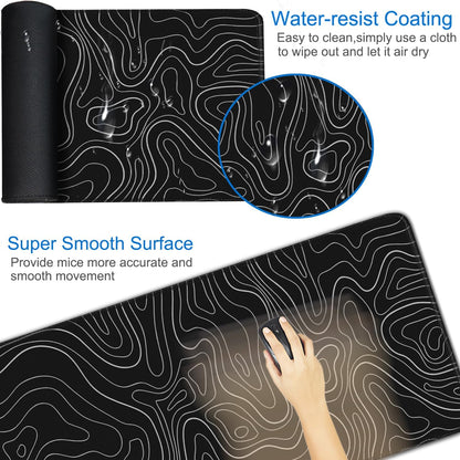 Large Gaming Mouse Pad, 31.5x15.7 inch Large Extended Computer Keyboard Mouse Mat, Water Resist Non-Slip Mousepad Rubber Base Long XXL Desk Mouse Pad for Work & Gaming, Office & Home, Black