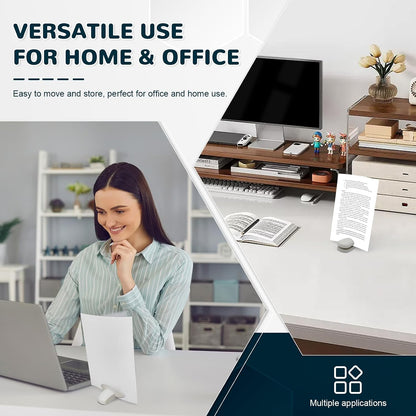 Paper Holder for Typing, White Typing Stand Document Holder with Weighted Base and Clip, Compact Paper Stand for Desk When Typing, Copy Holder for Notes, Forms and Office Work
