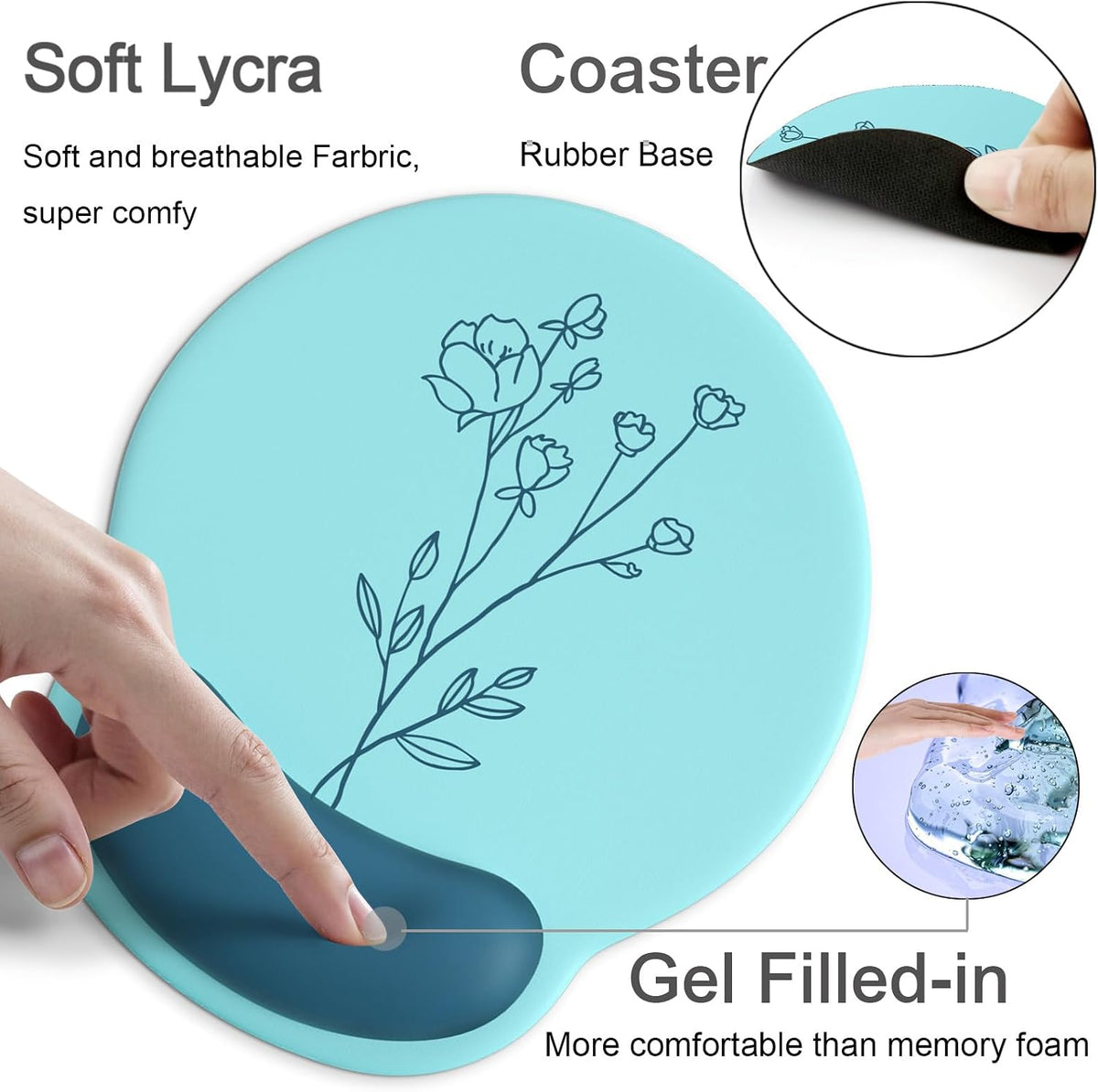 Ergonomic Mouse Pad with Wrist Rest Support,Gel Mouse Pads for Desk - Colors A