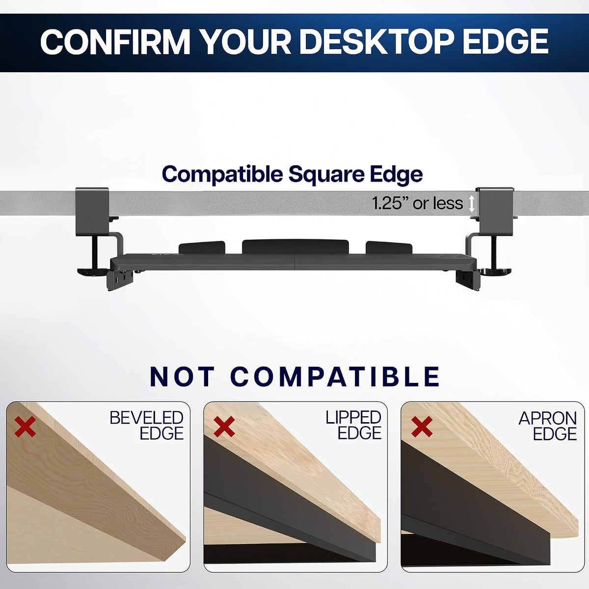 VIVO Extra Long Clamp-on Computer Keyboard and Mouse Under Desk Slider Tray, 34 x 11 inch Pull Out Platform Drawer, Black, MOUNT-KB15EB