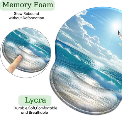 LIMKRIAN Cat Ergonomic Mouse Pad with Wrist Rest, Gaming Mouse Pad with Wrist Support, Funny Mouse Pads for Desk, Computer Mousepad with Non-Slip Pain Relief PU Base, Cute Office Desk Accessories - Colors B