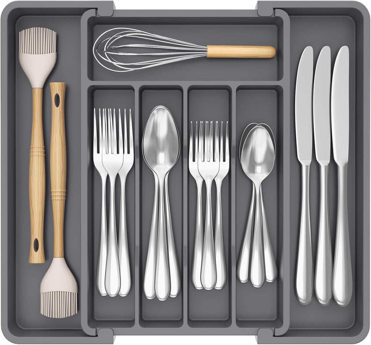 Expandable Silverware Drawer Organizer, Kitchen Utensil Tray