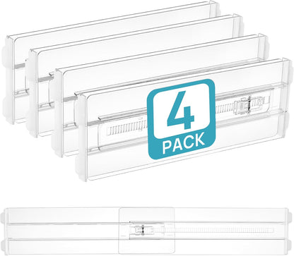 Vtopmart 8 Pack Shallow Drawer Dividers, 2.36" High 12.5"-20.8" Adjustable Expandable Kitchen Drawer Organizer, Clear Plastic Organizer Separators for Flatware, Utensil, Cutlery, Underwear, Clothes