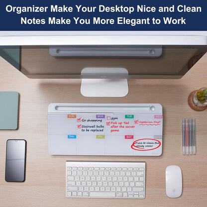TSJ OFFICE Desktop Whiteboard Dry-Erase-Board - Computer Keyboard Stand White Board Surface Pad with Drawer, Desk Organizers with Accessories for Office, Home, School Supplies - Black