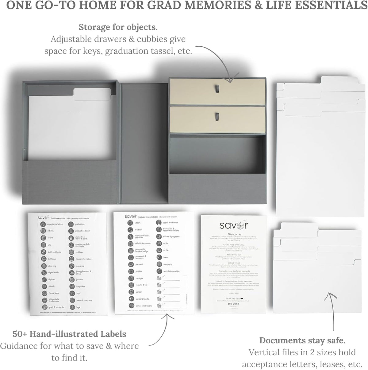 Savor | All-in-One Desk Organizer | Blue – Keep Desk, Office, and Home Organized All-in-One Storage System for Important Files, Documents, Stationery, and Office Supplies