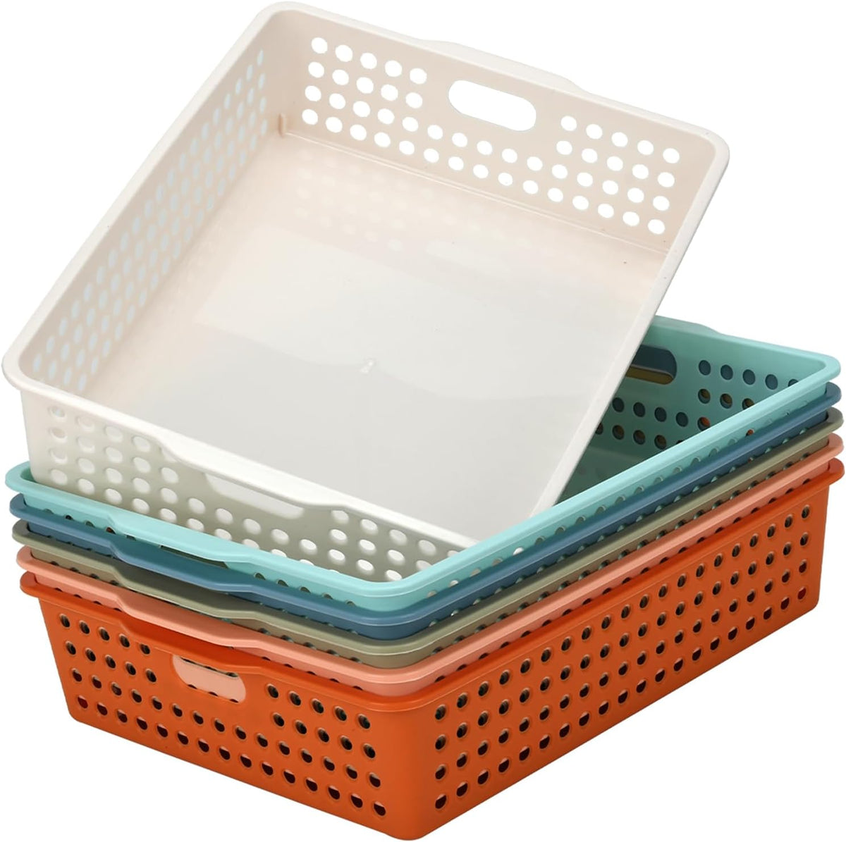 6-Pack Stackable Paper Trays Turn In Trays Classroom Paper Organizer Bins