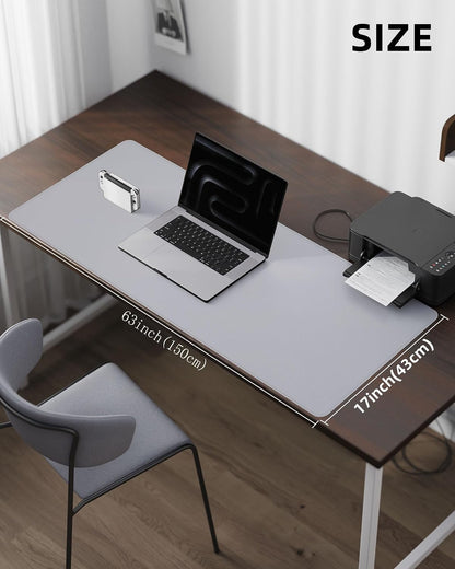 AFIING Large Desk Mat 55" x 24" - PU Leather Desk Pad Protector, Waterproof Non-Slip Extended Mouse Pad for Office Desk, Keyboard, Laptop and Home Workspace (Black)
