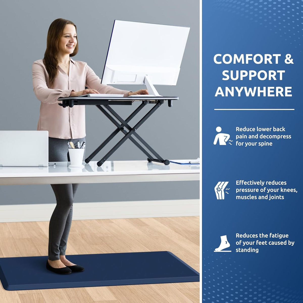 KitchenClouds Kitchen Mat Cushioned Anti Fatigue Rug 17.3"x28" Water Resistant, Non Slip, Standing and Comfort Desk/Floor Mats for House Sink Office (Black)