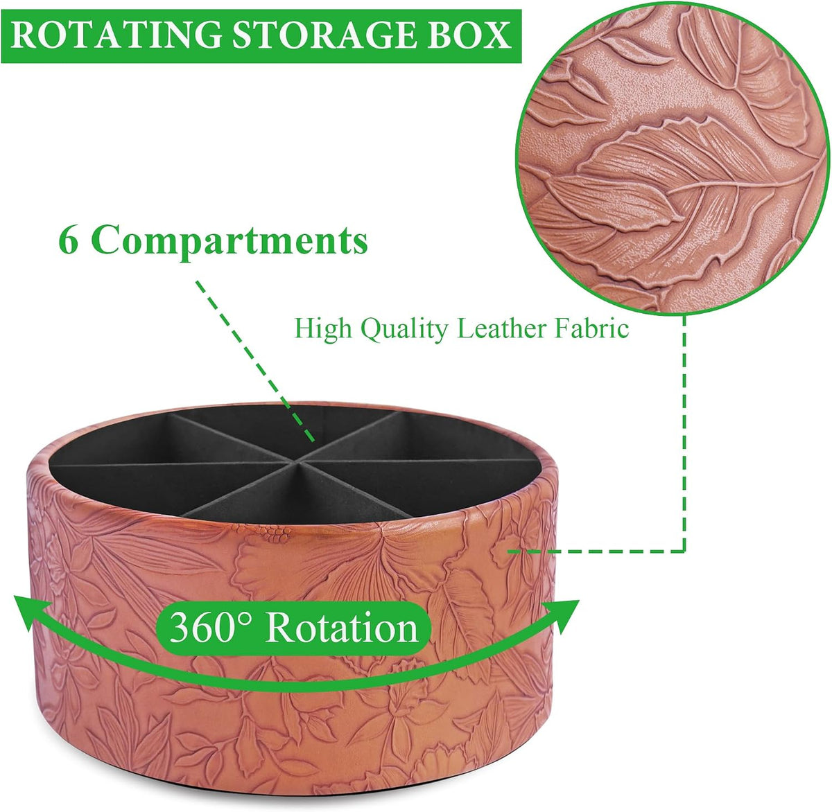 Round Leather Art Supply Organizer,Remote Control Holder,360 Degree Rotating,Multi-Functional Pencil Holder,4 Compartments Desktop Stationary Organizer(1-Blue Bird) - Colors C