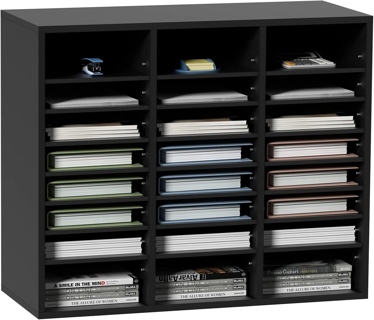 VEVOR Literature Organizers, 12 Compartments Office Mailbox with Adjustable Shelves, Wood Literature Sorter 20.4x12x16.1 inches for Office, Home, Classroom, Mailrooms Organization, EPA Certified White