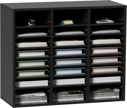 VEVOR Literature Organizers, 12 Compartments Office Mailbox with Adjustable Shelves, Wood Literature Sorter 20.4x12x16.1 inches for Office, Home, Classroom, Mailrooms Organization, EPA Certified White