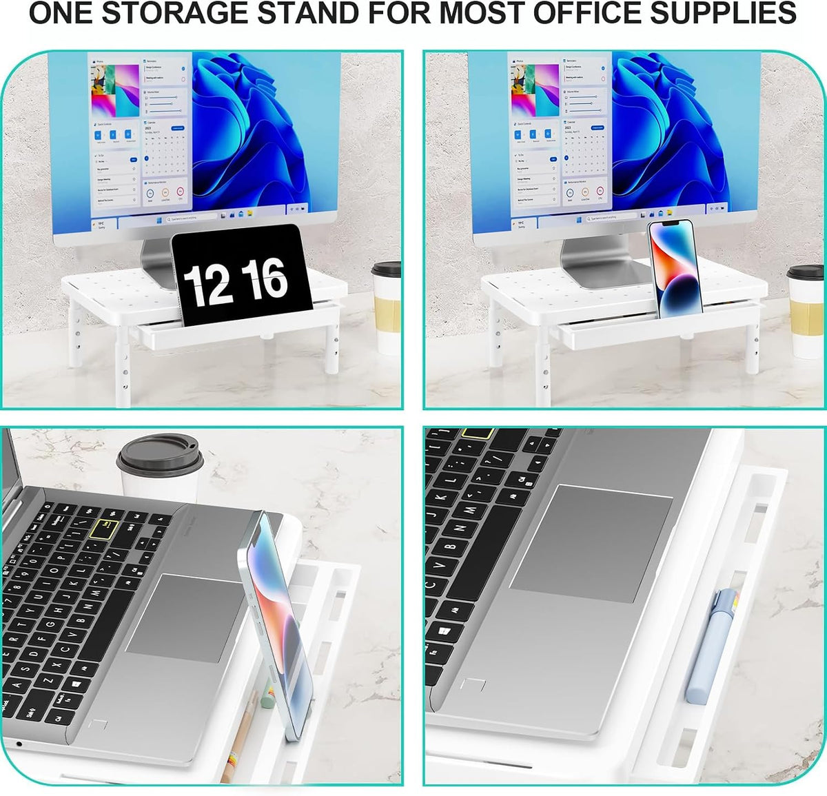 WALI Monitor Stand Riser with Drawer, Desk Organizers and Accessories for Computer, Printer, Laptop Stand for Home Office Supplies, (PTT005-B), 1 Pack, Black